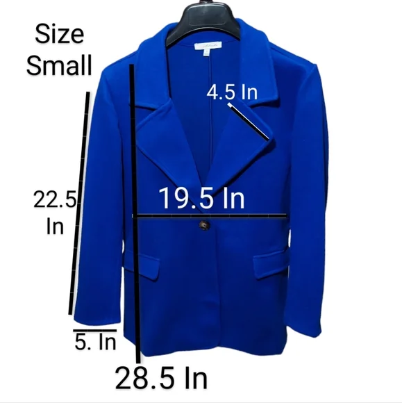 Women’s Jacket Belted Blazer Size S. M. L. Royal Blue Side Pockets Polyester New - Picture 6 of 15